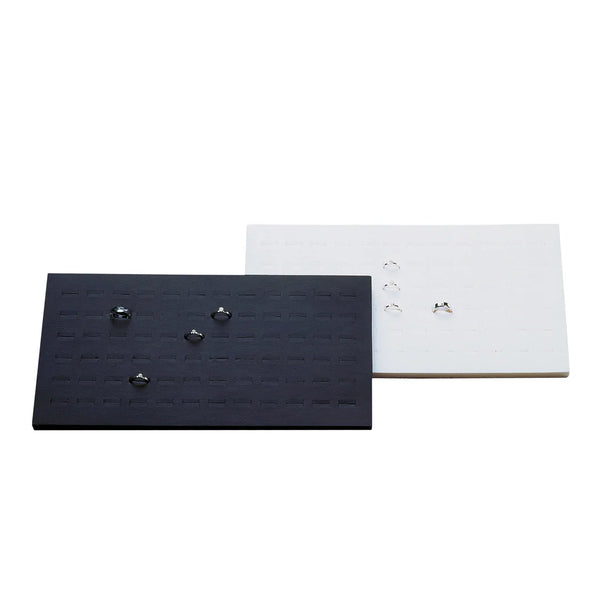 Insert à bagues en mousse 72 logements pour boîte bijoux, disponible en noir et blanc, 36 x 20 cm