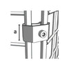 Détail de fixation d'un joint d'angle pour grilles de présentation en magasin, finition métal