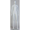 Kit mannequin vitrine femme corps entier blanc avec base en verre, bras et tête ovoïde