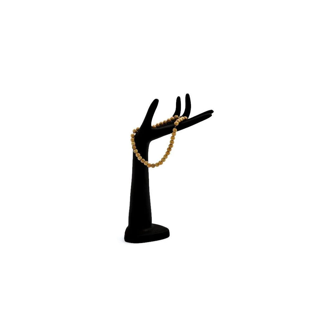 Main bijoux femme floquée velours noir hauteur 36 cm, support de présentation pour bagues et bracelets