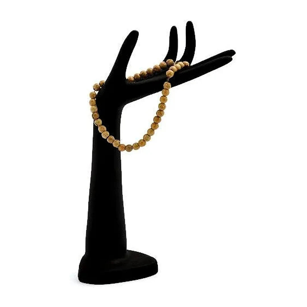 Main bijoux femme floquée velours noir hauteur 36 cm, support de présentation pour bagues et bracelets