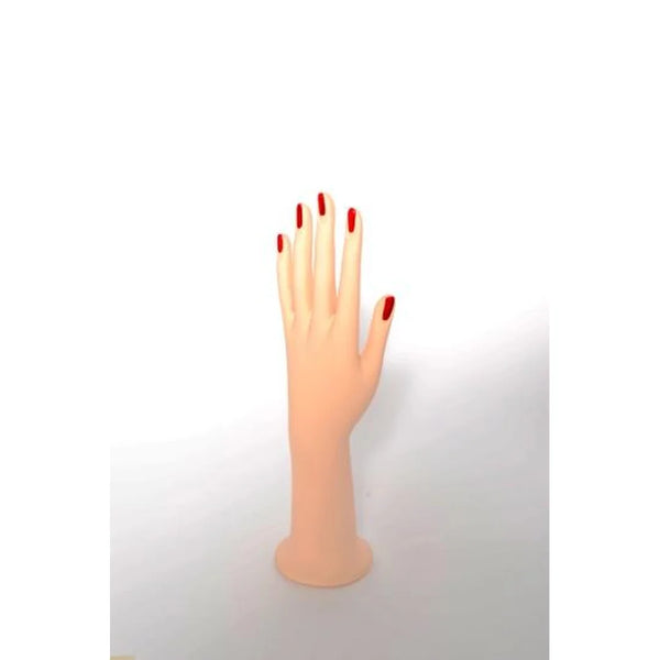 Main femme présentoir bijoux couleur chair avec ongles vernis, 28 cm, pour vitrine et comptoir bijouterie