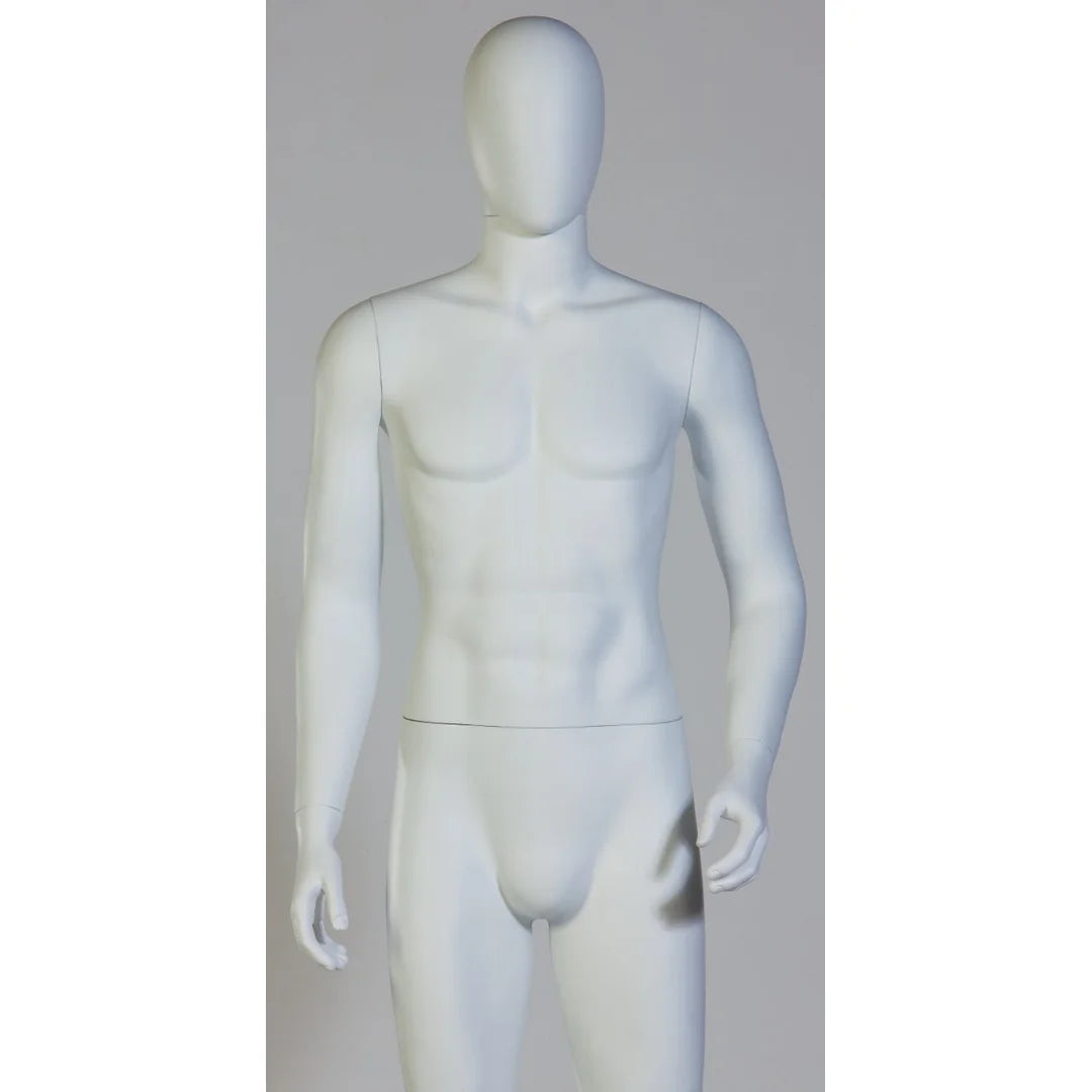 Mannequin homme vitrine complet en blanc pour boutique prêt-à-porter