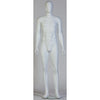 Kit mannequin homme vitrine complet blanc mat avec tête, bras et base en verre