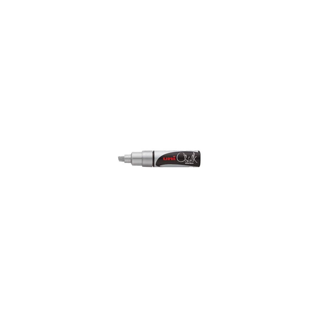 Marqueur craie Uni Chalk pointe biseau 8 mm couleur argent pour signalétique premium