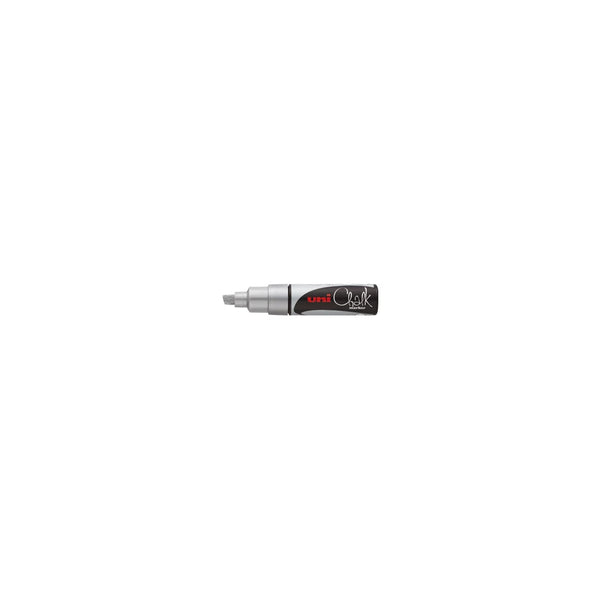 Marqueur craie Uni Chalk pointe biseau 8 mm couleur argent pour signalétique premium