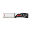 Marqueur craie Uni Chalk pointe biseau 8 mm couleur blanc pour ardoise et vitrine de magasin