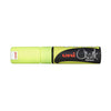 Marqueur craie Uni Chalk pointe biseau 8 mm couleur jaune, idéal tableau noir et ardoise