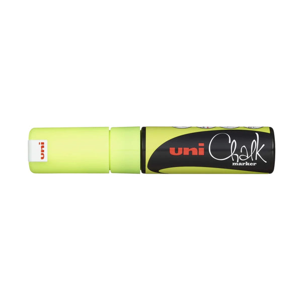 Marqueur craie Uni Chalk pointe biseau 8 mm couleur jaune, idéal tableau noir et ardoise