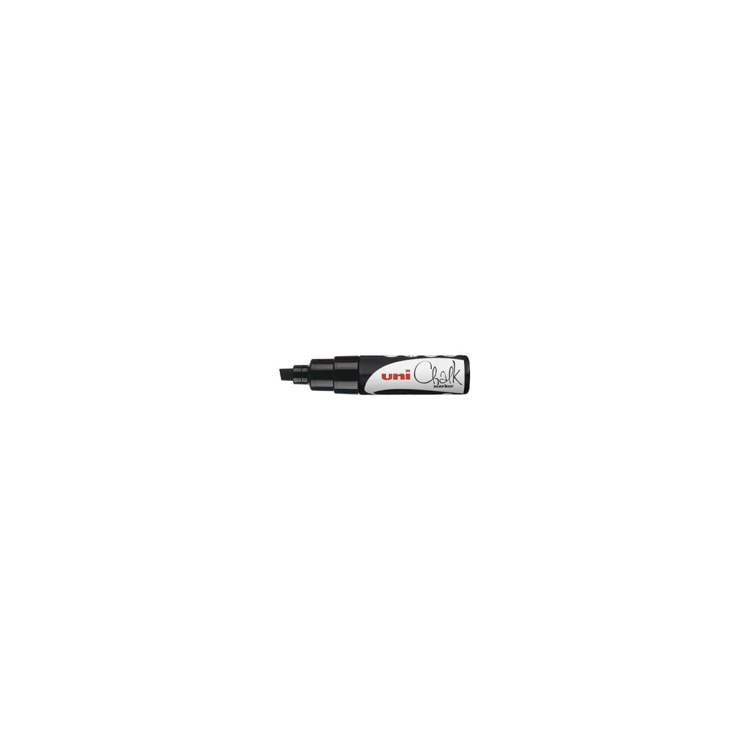 Marqueur craie Uni Chalk pointe biseau 8 mm couleur noir, effaçable à l'eau