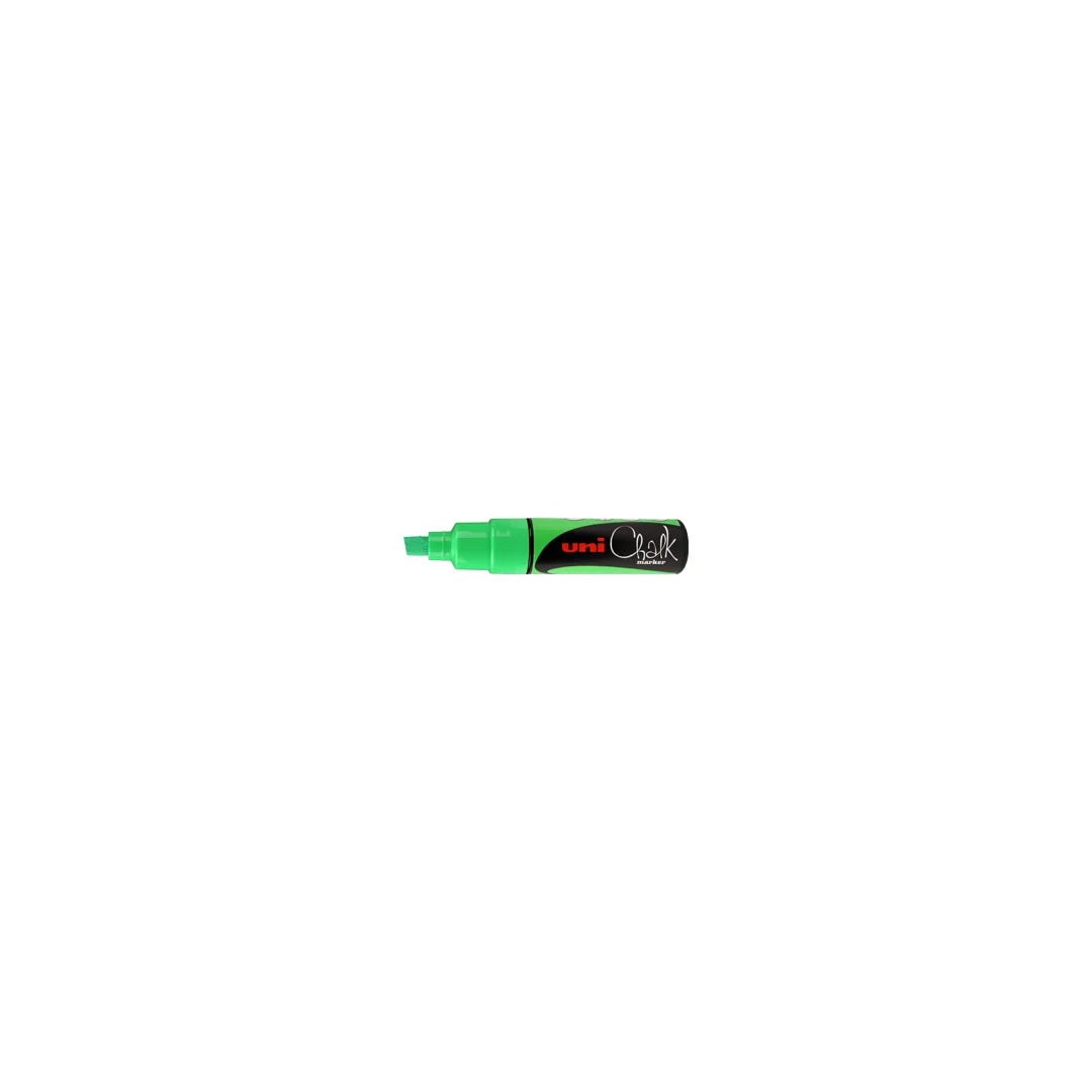 Marqueur craie Uni Chalk pointe biseau 8 mm couleur vert pour ardoise et tableau de menu