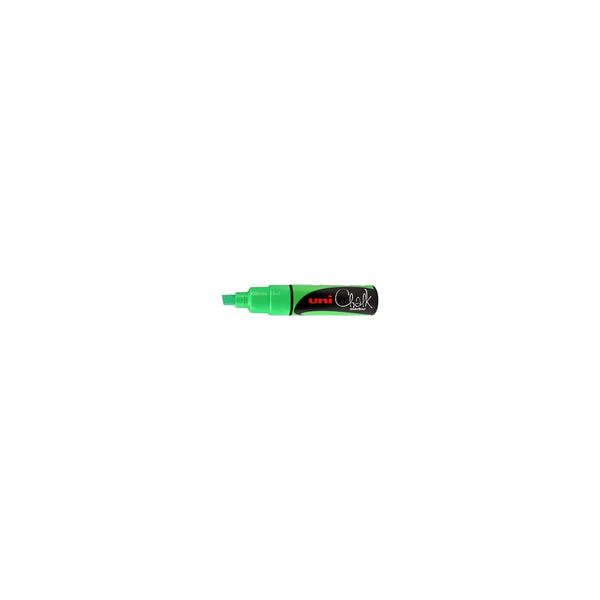 Marqueur craie Uni Chalk pointe biseau 8 mm couleur vert pour ardoise et tableau de menu