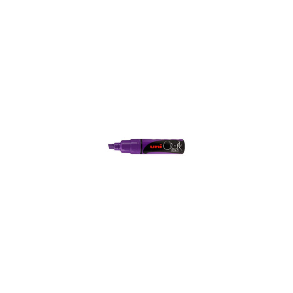 Marqueur craie Uni Chalk pointe biseau 8 mm couleur violet pour signalétique magasin