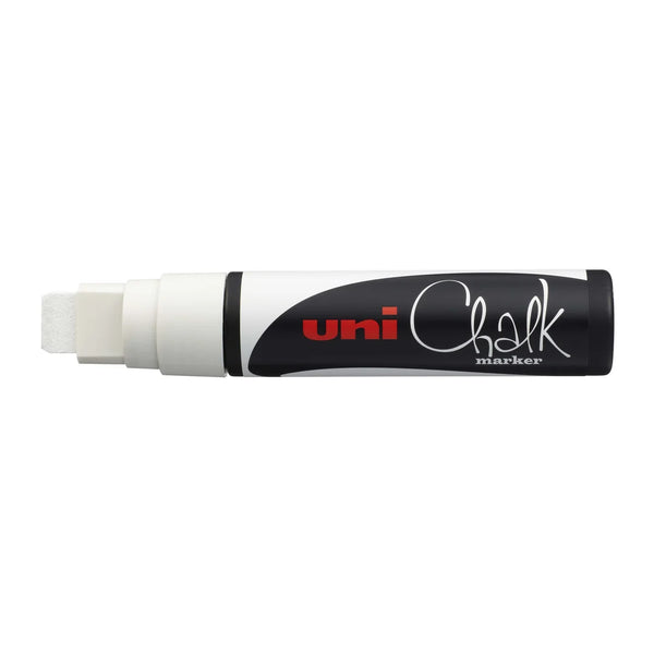 Marqueur craie Uni Chalk Marker blanc, pointe biseau 15 mm, pour ardoise et vitrine