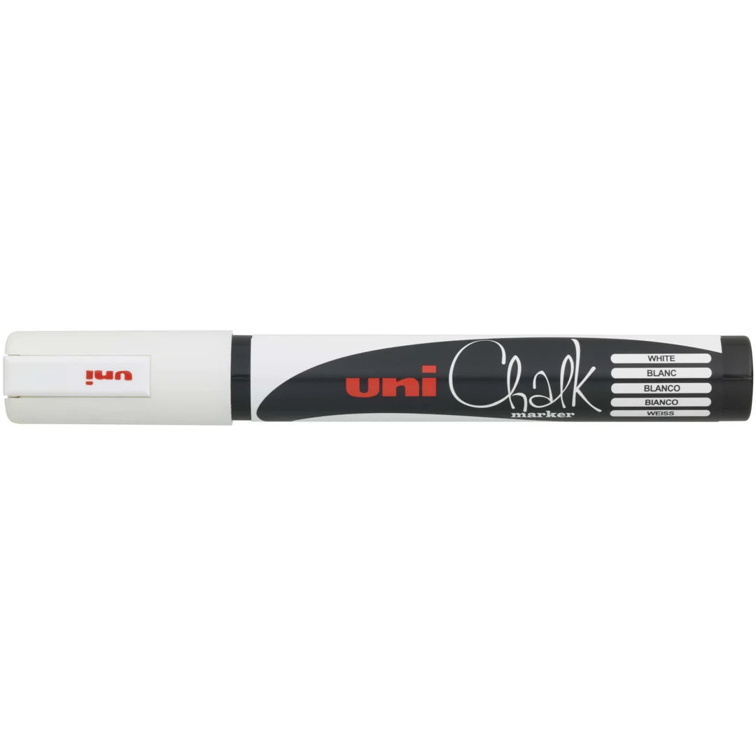 Marqueur craie Uni Chalk Marker coloris blanc, pointe ronde 1.8-2.5 mm