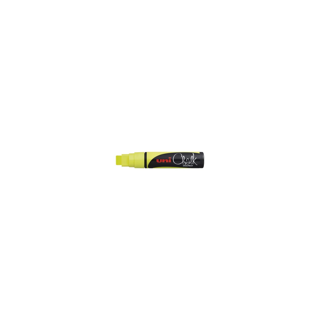 Marqueur craie Uni Chalk Marker jaune, pointe biseau 15 mm, signalétique magasin