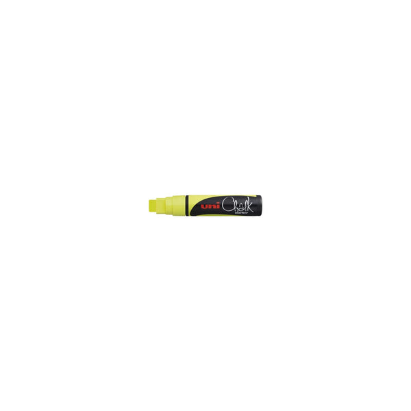 Marqueur craie Uni Chalk Marker jaune, pointe biseau 15 mm, signalétique magasin