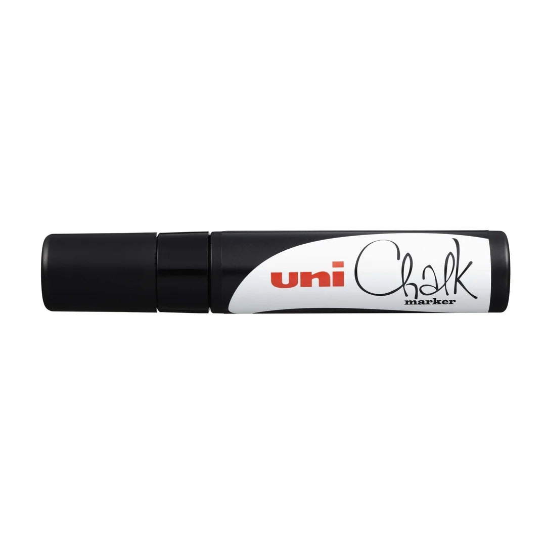 Marqueur craie Uni Chalk Marker noir, pointe biseau 15 mm, effaçable à l'eau