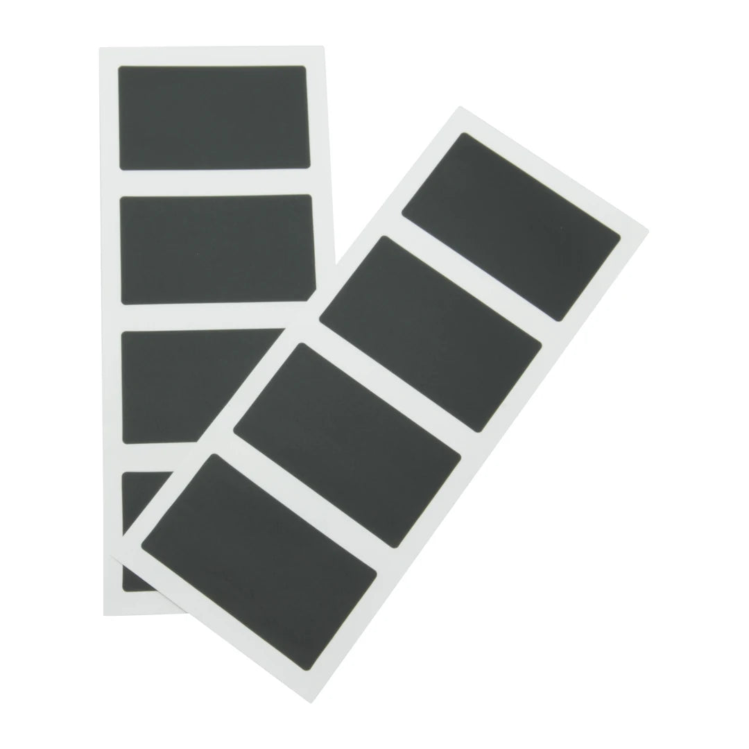 Lot de 8 mini ardoises adhésives rectangulaires en PVC noir 8,5 x 5 cm pour étiquetage magasin