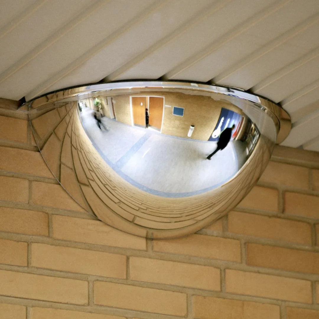Miroir de surveillance 180° en acrylique pour magasin, entrepôt et parking — vision panoramique