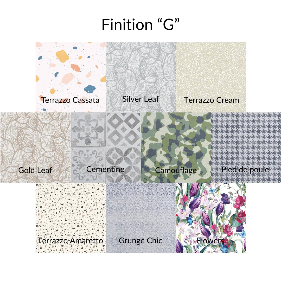 Nuancier finition G pour comptoir Brique — disponible sur demande avec devis
