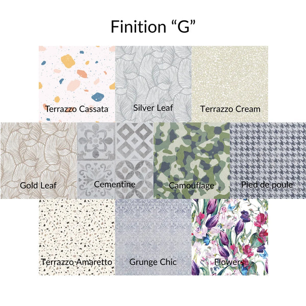 Nuancier finition G pour comptoir Brique — disponible sur demande avec devis