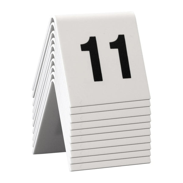 Lot de 10 numéros de table en acrylique blanc, chiffres noirs 11 à 20, pour restaurant et hôtel