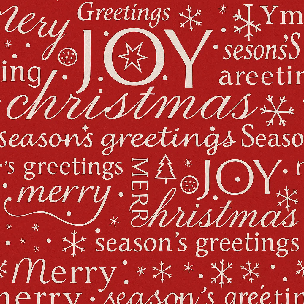 Rouleau papier cadeau de Noël, merry christmas rouge et blanc, largeur 0,7 m et longueur 100 m, motifs festifs variés, idéal pour emballages cadeaux professionnels en période de fêtes.