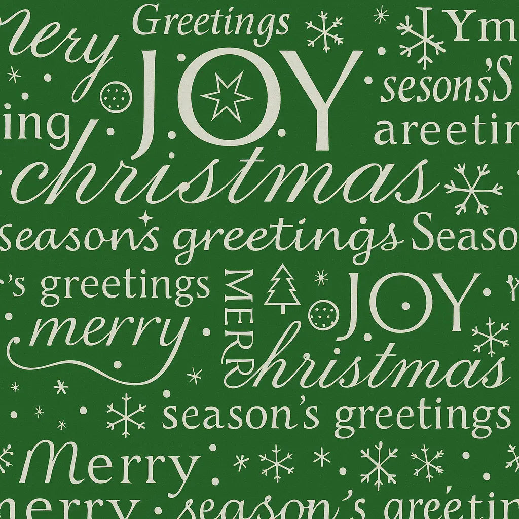 Rouleau papier cadeau de Noël, merry christmas vert et blanc, largeur 0,7 m et longueur 100 m, motifs festifs variés, idéal pour emballages cadeaux professionnels en période de fêtes.