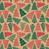 Détail motif sapin rouge et vert sur papier cadeau Noël kraft lisse — rouleau 50 m pour boutiques