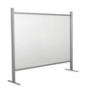 Paroi hygiénique acrylique transparente autoportante 120x100 cm sur comptoir, armature aluminium anodisé