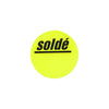 Pastille adhésive ronde Ø 40 mm fond jaune avec texte Soldé pour signalétique promotionnelle en magasin