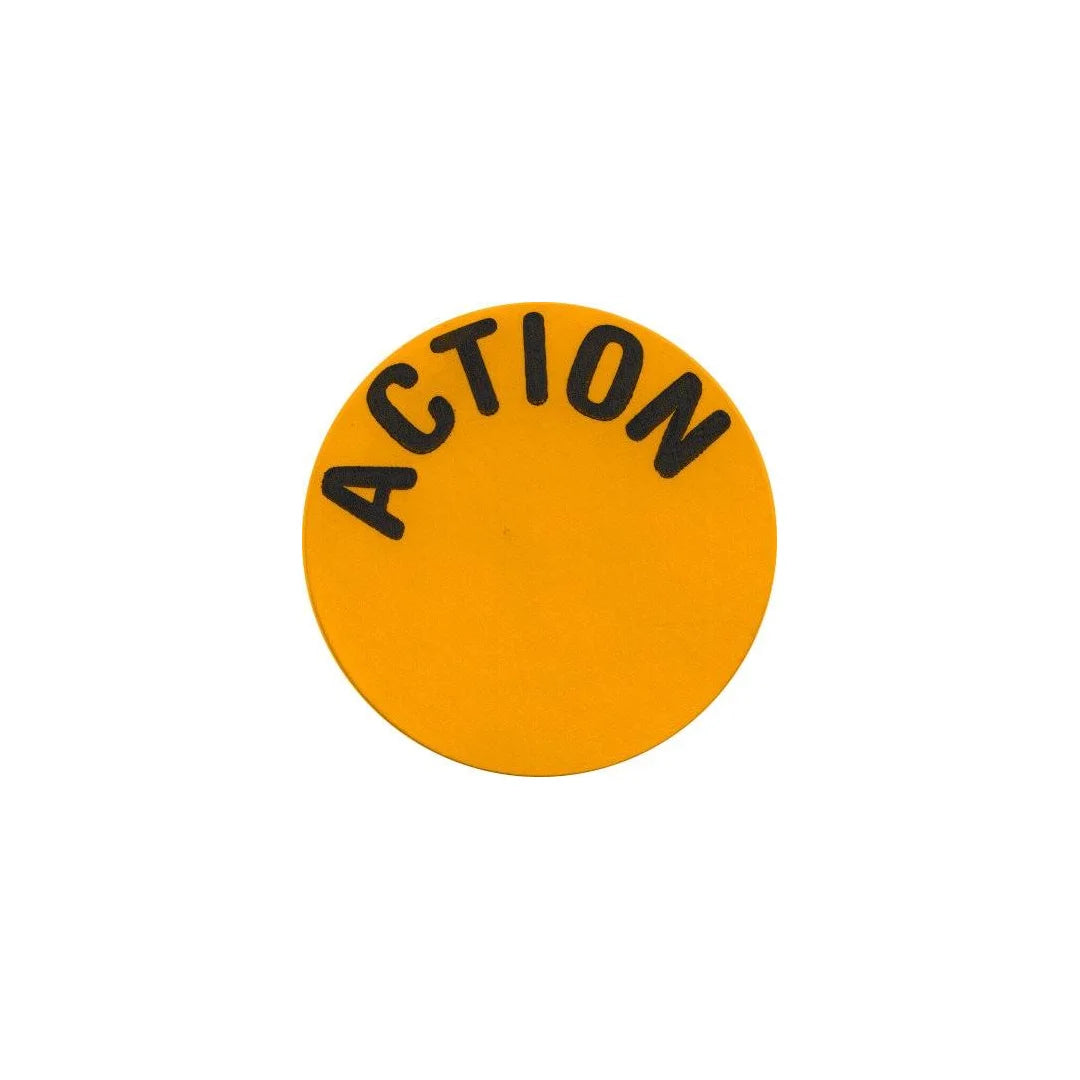 Rouleau de pastilles autocollantes Ø 40 mm fond orange texte Action pour promotions en point de vente