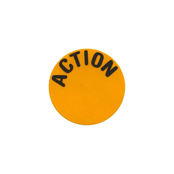 Rouleau de pastilles autocollantes Ø 40 mm fond orange texte Action pour promotions en point de vente