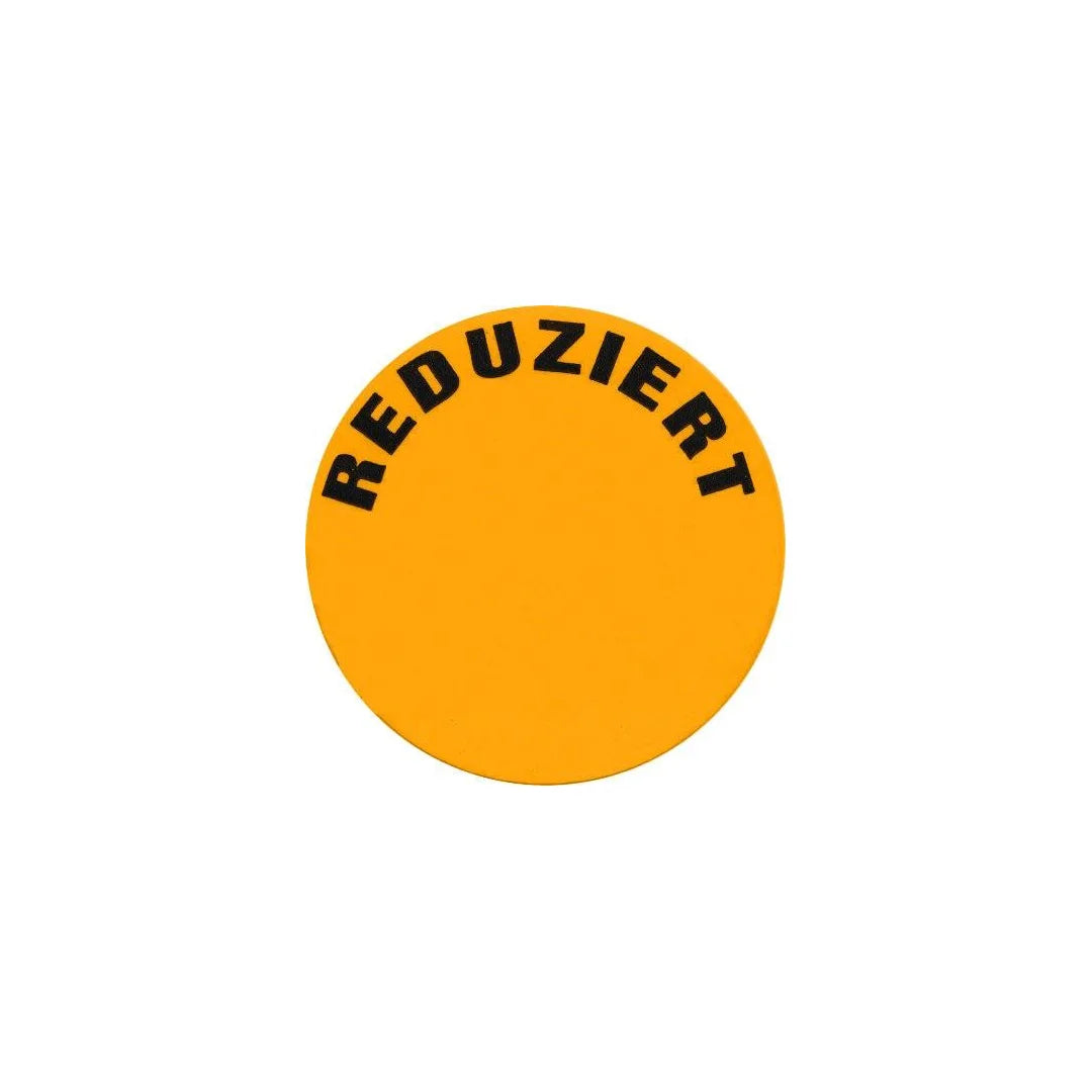 Pastille autocollante Ø 40 mm fond orange texte Reduziert pour promotions en magasin alémanique