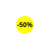 Pastilles adhésives fluo jaunes Ø 32 mm mention -50% – rouleau de 1000 pour signalétique déstockage magasin