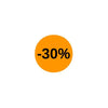 Pastilles adhésives fluo oranges Ø 32 mm mention -30% – rouleau de 1000 pour étiquetage remises en boutique
