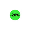 Pastilles adhésives fluo vertes Ø 32 mm mention -20% – rouleau de 1000 pièces pour signalétique soldes