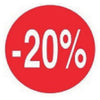 Pastilles adhésives rouges Ø 40 mm imprimées -20 % pour soldes et promotions en magasin