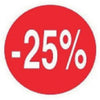Pastilles adhésives rouges Ø 40 mm imprimées -25 % pour signalétique de remise en point de vente