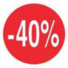 Pastilles adhésives rouges Ø 40 mm imprimées -40 % pour signalétique soldes professionnelle