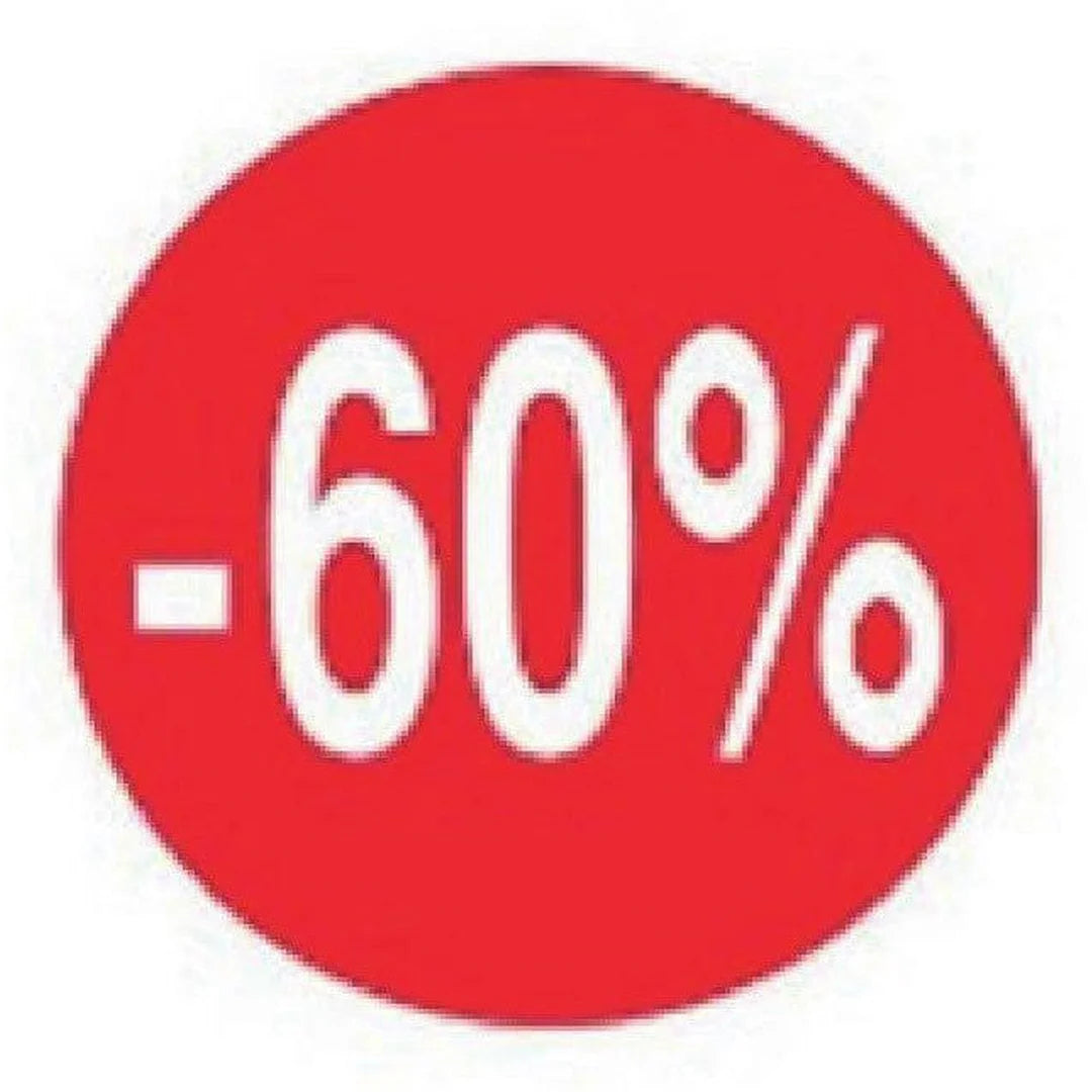 Pastilles adhésives rouges Ø 40 mm imprimées -60 % pour liquidation et soldes en boutique