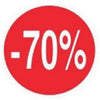 Pastilles autocollantes rouges Ø 40 mm avec -70 % pour signalétique de liquidation en point de vente