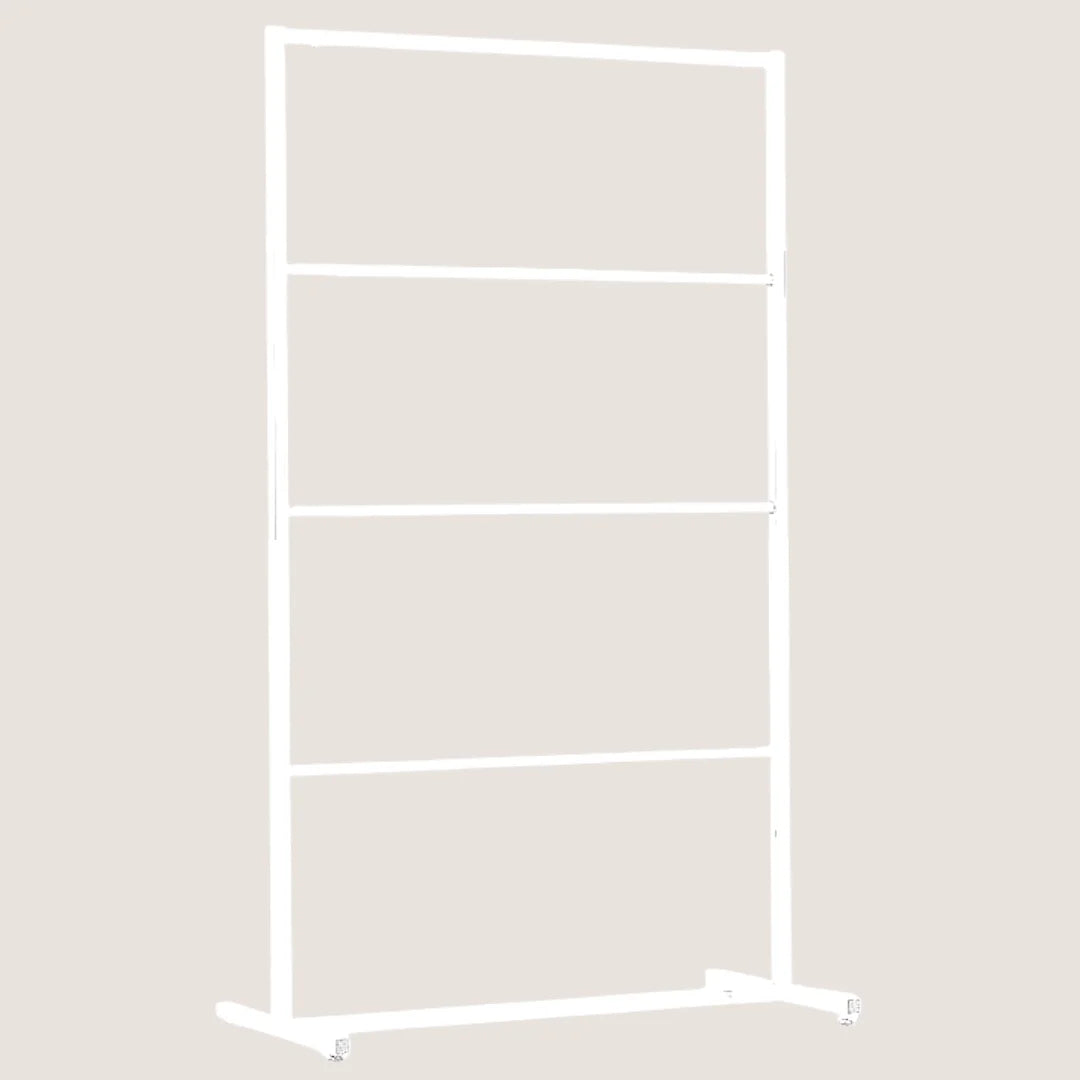 Penderie professionnelle 3 barres en métal blanc mat pour maillots de bain et lingerie, boutique mode