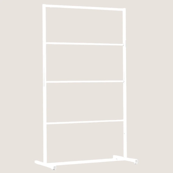 Penderie professionnelle 3 barres en métal blanc mat pour maillots de bain et lingerie, boutique mode
