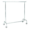 Penderie chromée fixe sur roulettes Ø 8 cm pour magasin, hauteur 150 cm