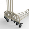 Penderie en Z encastrable, charge 100kg, 170 cm métal noir mat avec barre chromée et roues 8 cm pour magasin