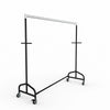 Penderie en Z charge 100kg, 170 cm métal noir mat avec barre chromée et roues 8 cm pour magasin