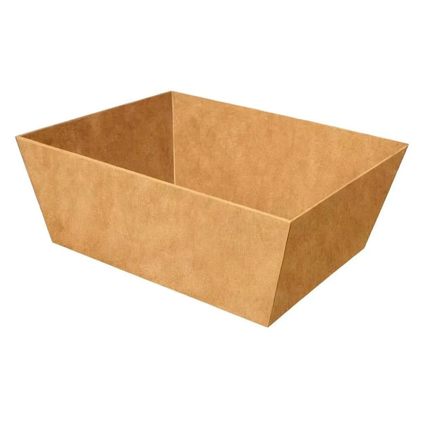 Petite corbeille de présentation kraft en carton rigide, parfaite pour coffrets gourmands et paniers garnis