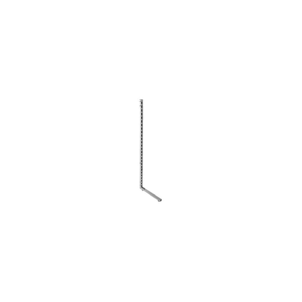 Pied L crémaillère léger pour extrémité de gondole, disponible en chromé, noir mat ou blanc mat